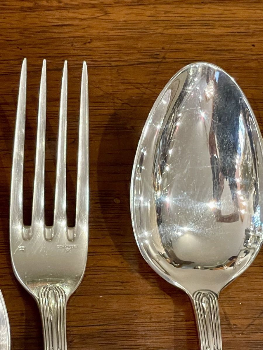 Ercuis Trianon Louis XVI Style Silver-plated Ribbon Cutlery Set-photo-4