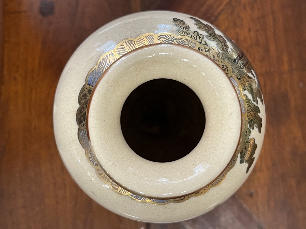 Mount Fuji Japanese Ceramic Satsuma Vase-photo-4
