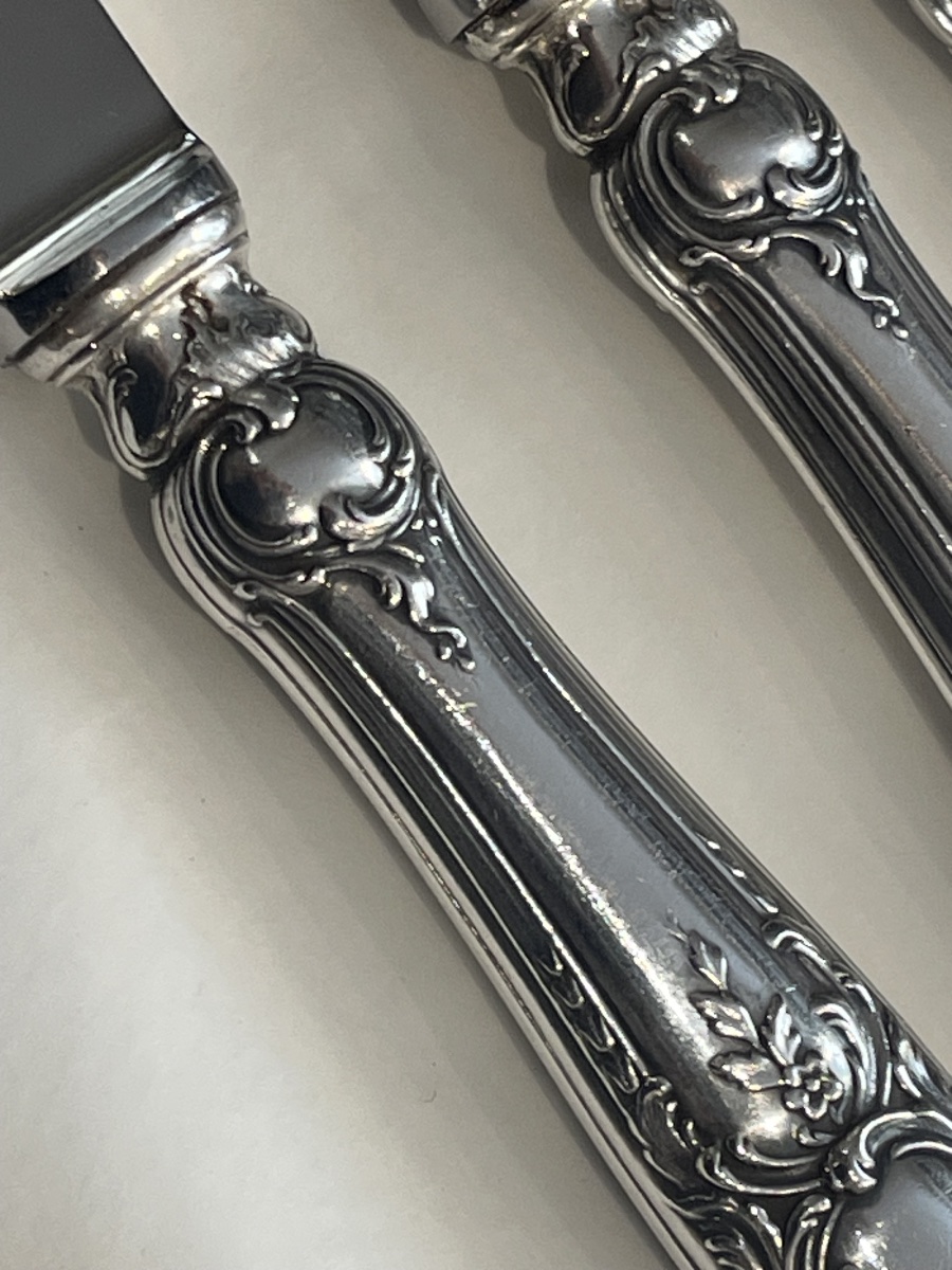 Couteaux de table argent Minerve par 11 style Louis XV -photo-4