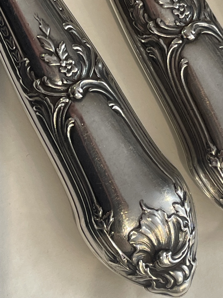 Couteaux de table argent Minerve par 11 style Louis XV -photo-5
