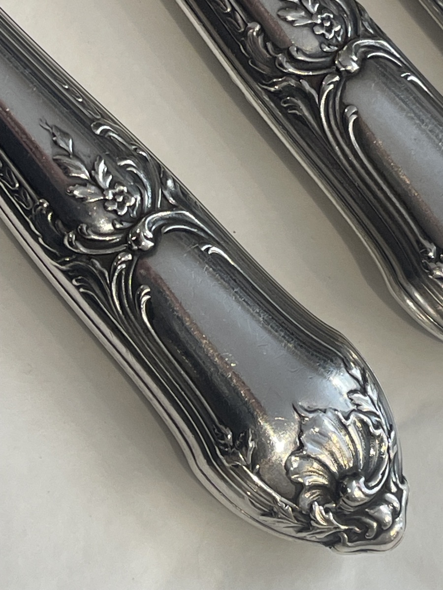 Couteaux de table argent Minerve par 11 style Louis XV -photo-7