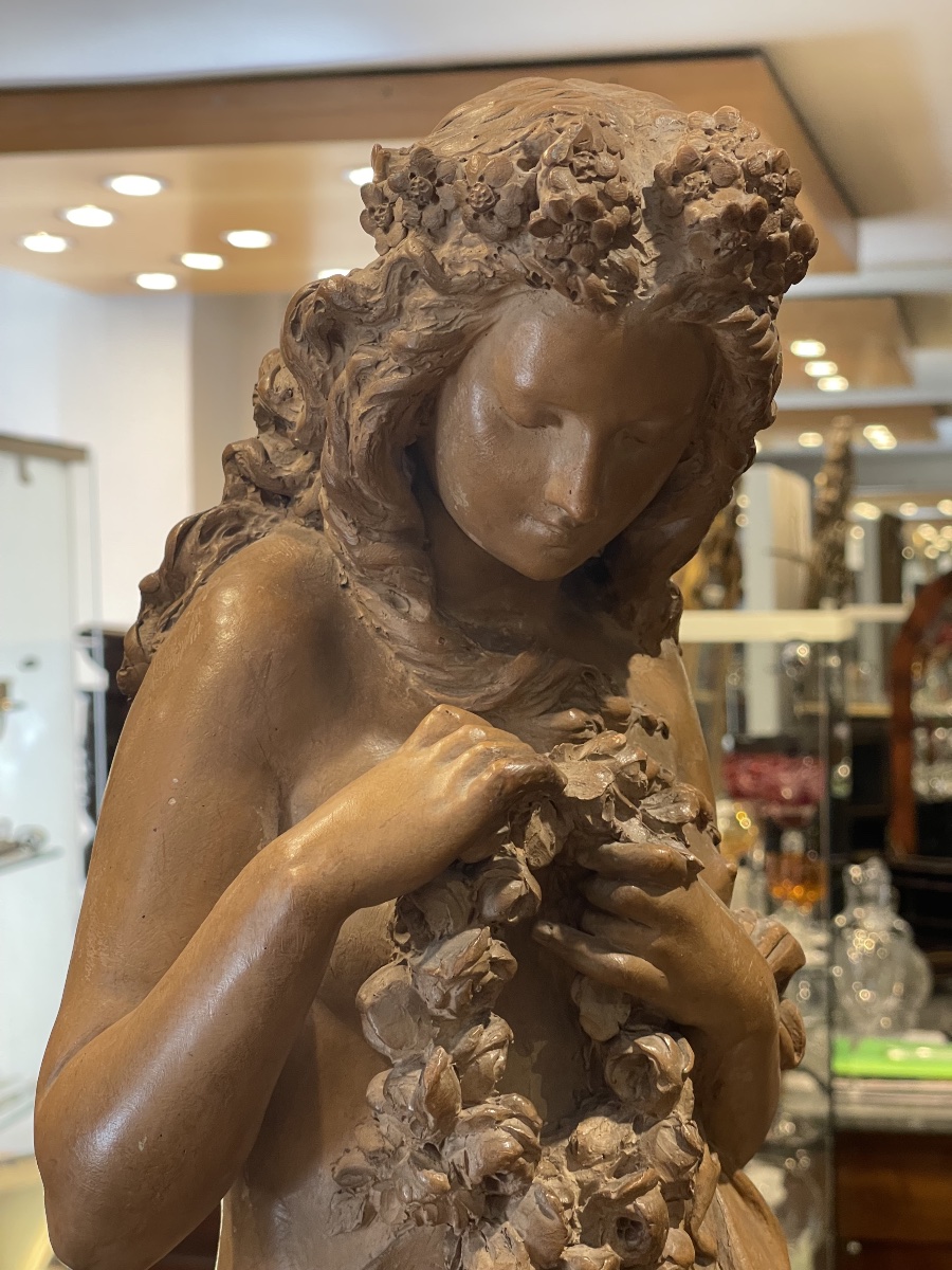 Large Terracotta Statue By Carrier Belleuse-photo-4