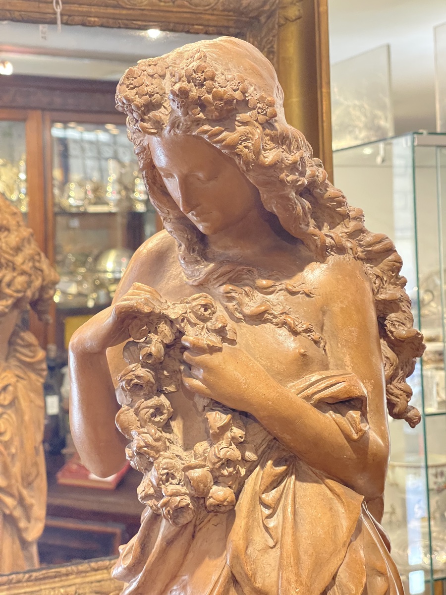 Large Terracotta Statue By Carrier Belleuse-photo-2