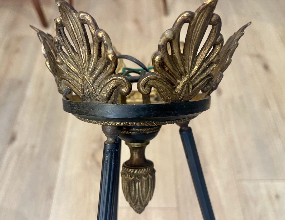 First Empire-style Chandelier In Bronze And Painted Sheet Metal With 7 Lights -photo-2