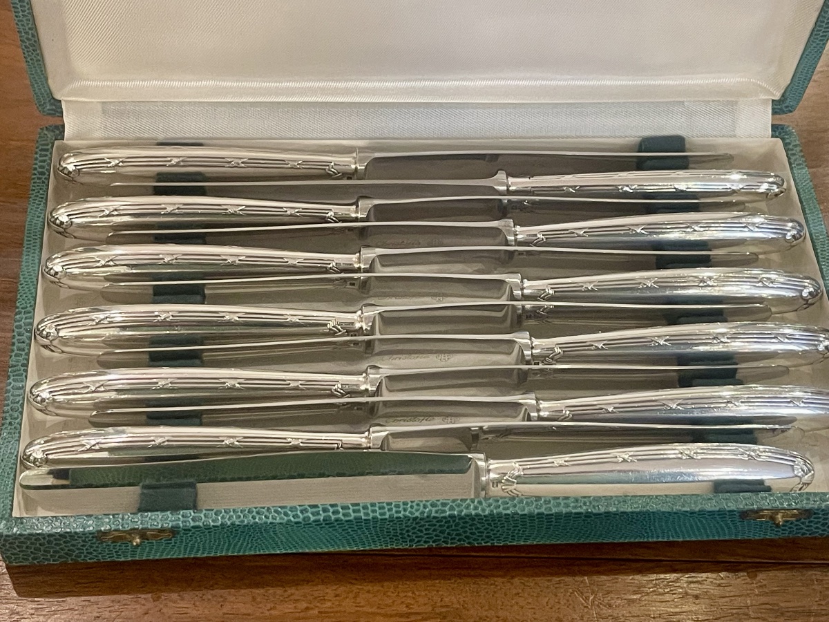 Christofle rubans croisés ménagère métal argenté 61 pièces dans coffrets-photo-3