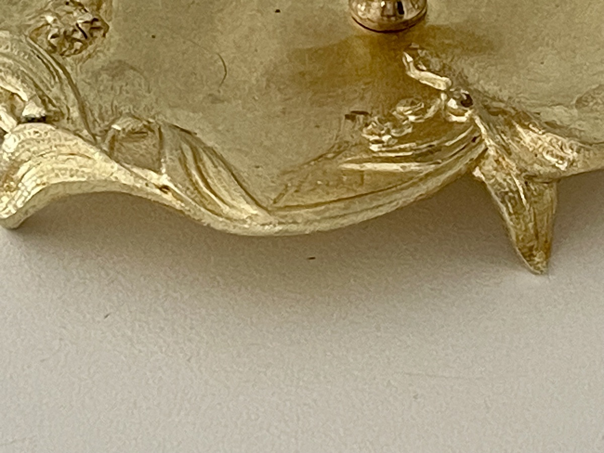Bougeoir à main 1900 Art Nouveau en bronze doré décor eucalyptus-photo-3