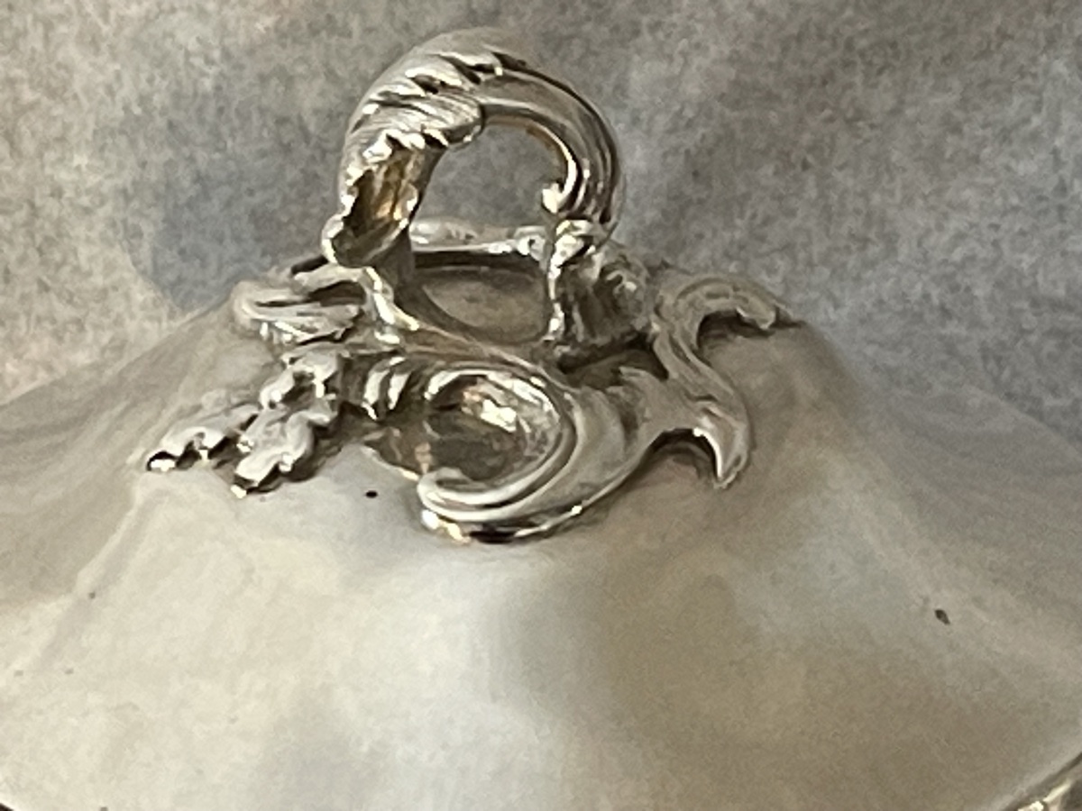 Sucrier argent massif Minerve style Louis XV monogramme LB-photo-4