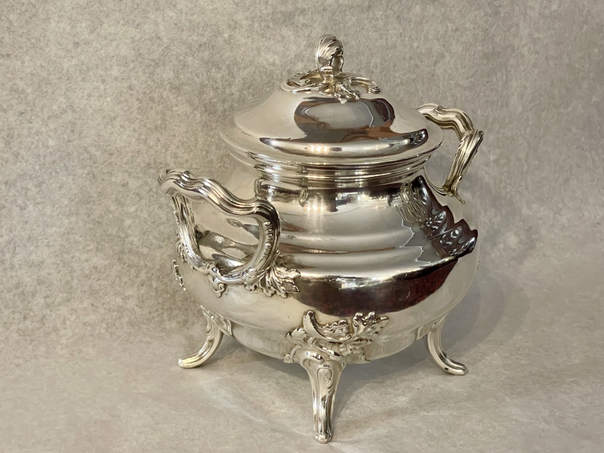 Sucrier argent massif Minerve style Louis XV monogramme LB