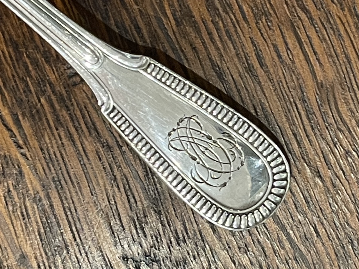 Puiforcat Solid Silver Butter Knife And Appetizer Fork With Gadroons-photo-2