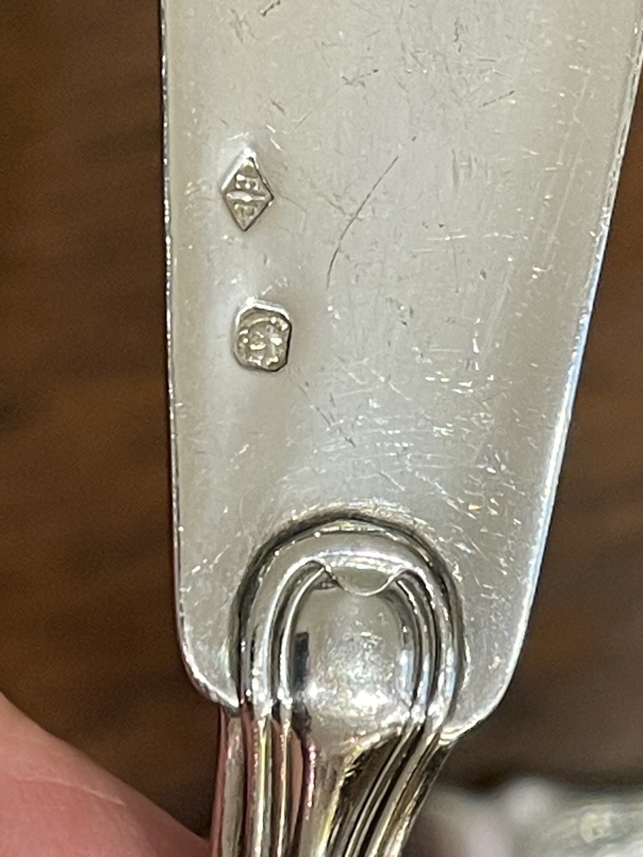 Puiforcat Solid Silver Butter Knife And Appetizer Fork With Gadroons-photo-3