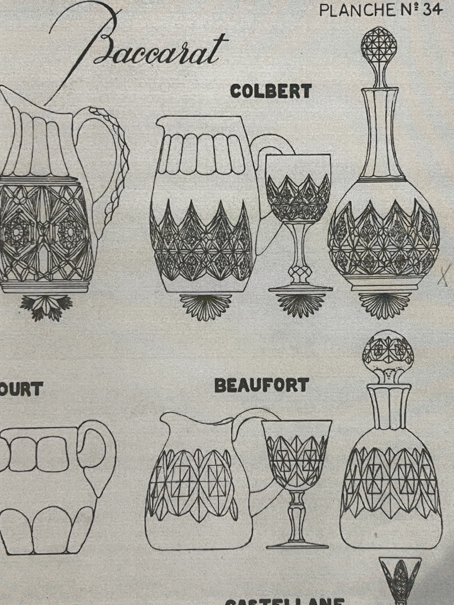 Baccarat Set Of 12 Rhomer-colored Crystal Wine Glasses, Similar To The Beaufort Model-photo-4