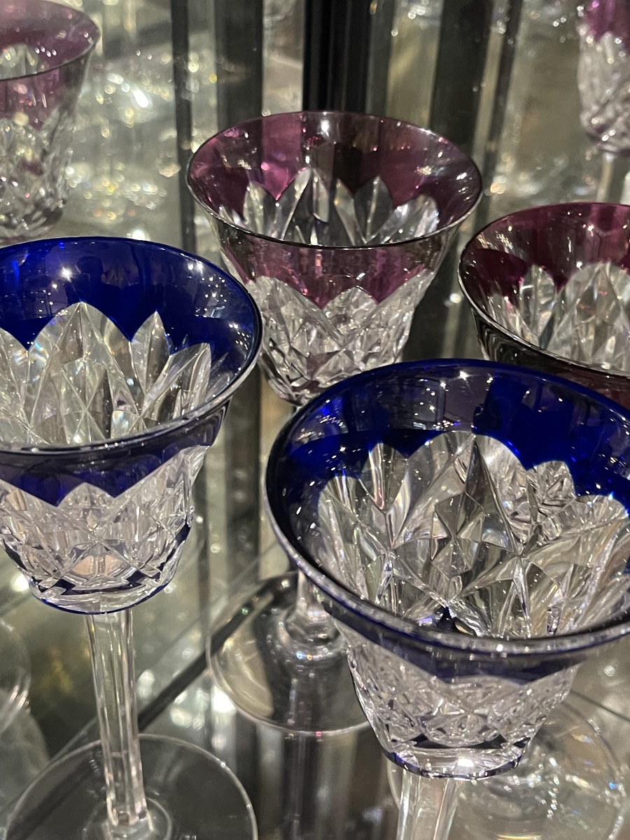Baccarat Set Of 12 Rhomer-colored Crystal Wine Glasses, Similar To The Beaufort Model-photo-4
