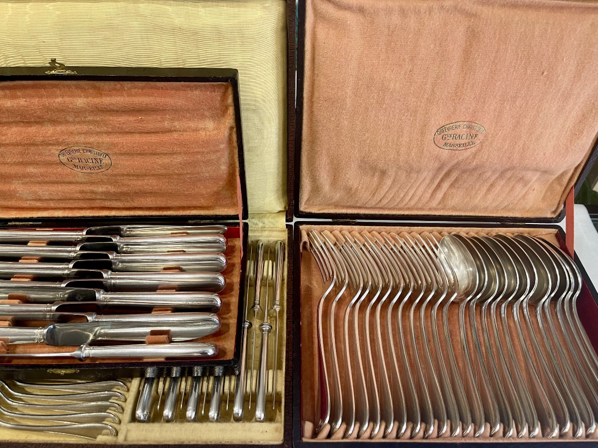 Christofle "coquille Marot" Silver-plated Metal Cutlery Set 