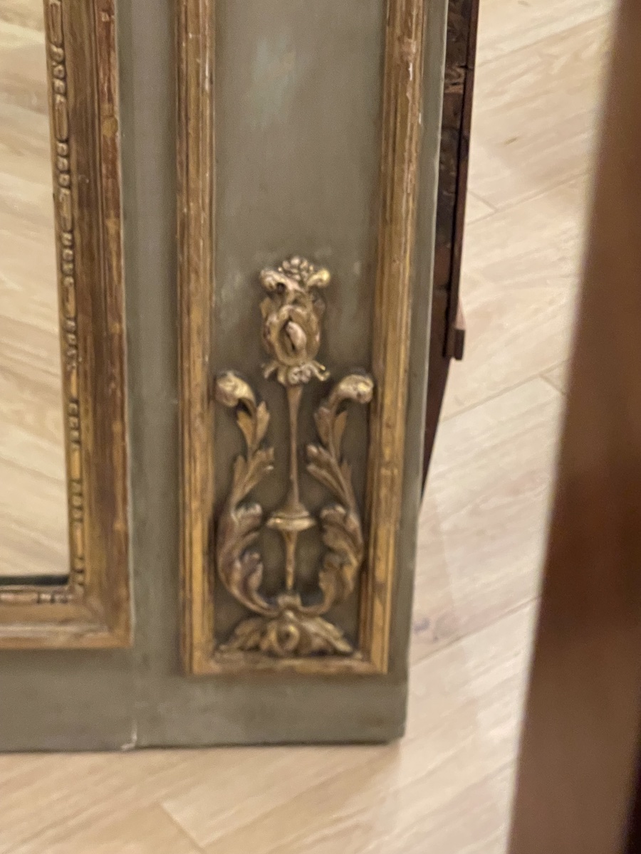 Trumeau Louis XVI avec scène champêtre et bois doré -photo-1