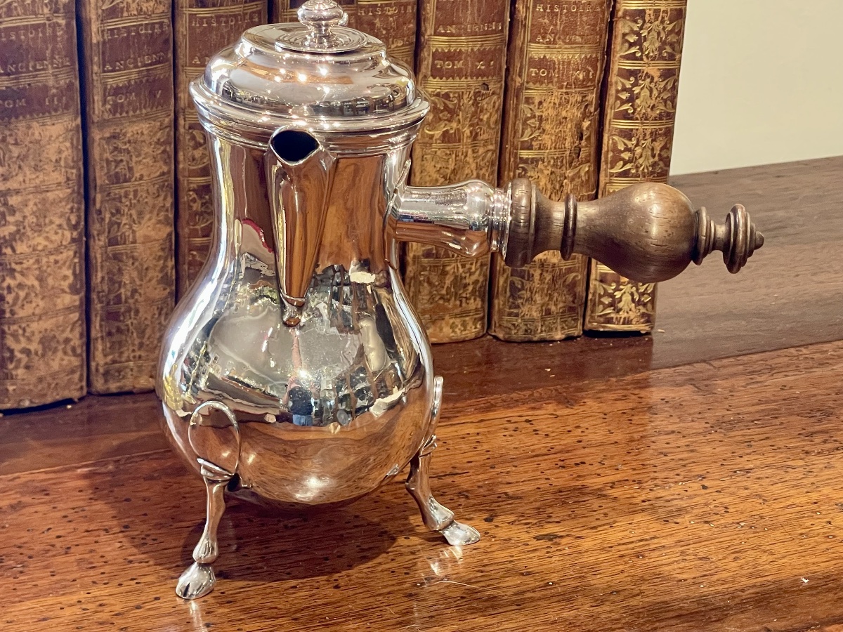 18th-century Marseille Chocolate Pot, Solid Silver 