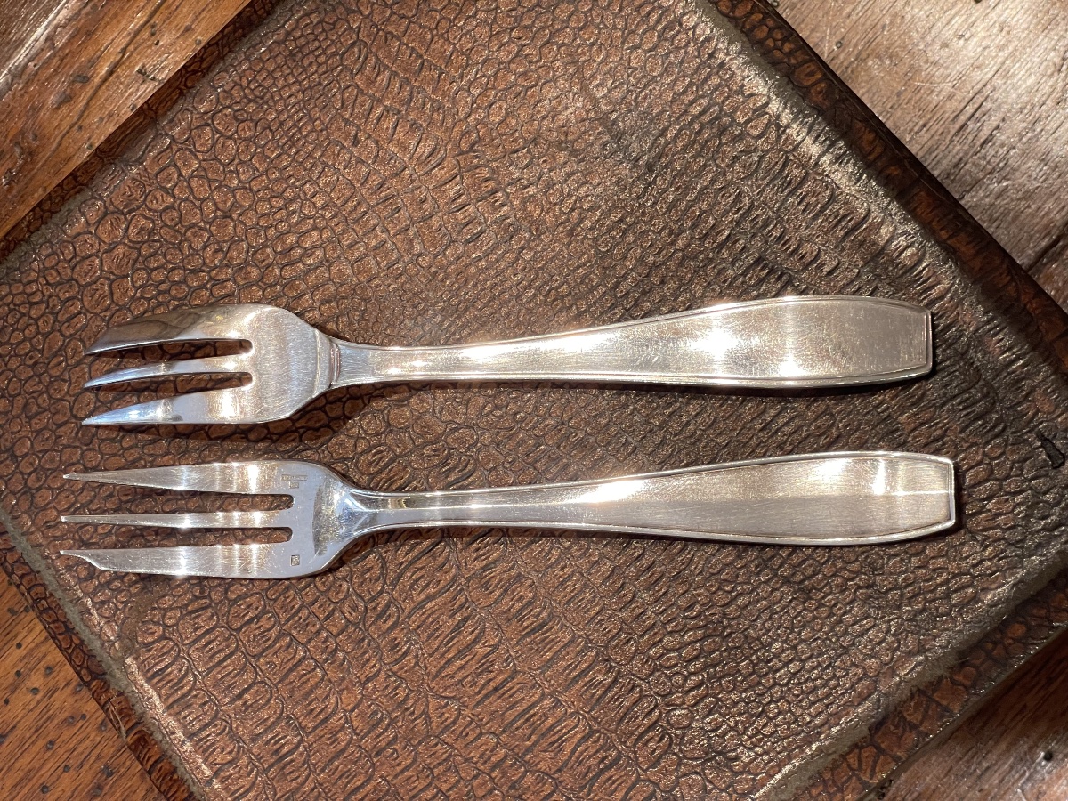 Christofle Atlas 12 Art Deco Silver-plated Metal Cake Forks-photo-2