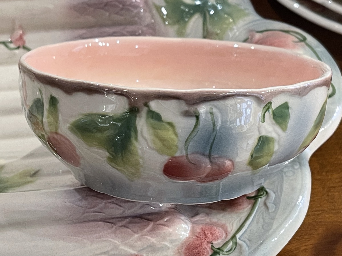 Saint Clément Asparagus Set In Slip Glaze With "heart Of Mary" Decoration, 1900-photo-4