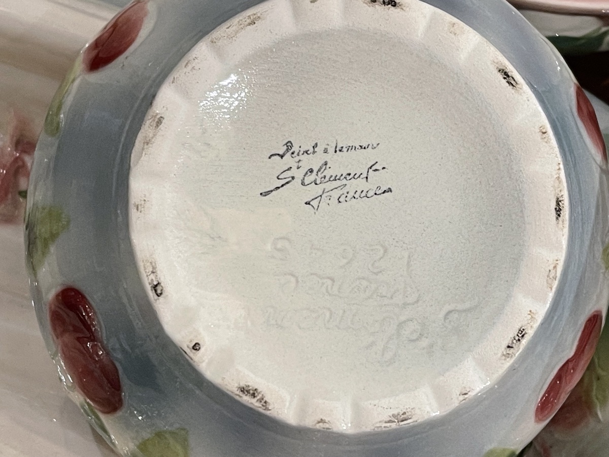 Saint Clément Asparagus Set In Slip Glaze With "heart Of Mary" Decoration, 1900-photo-5
