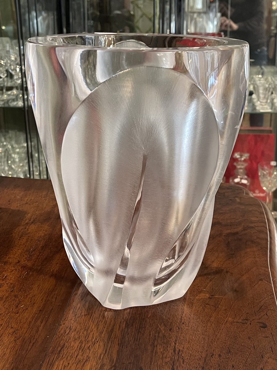 Large Lalique France "ingrid" Crystal Vase -photo-3