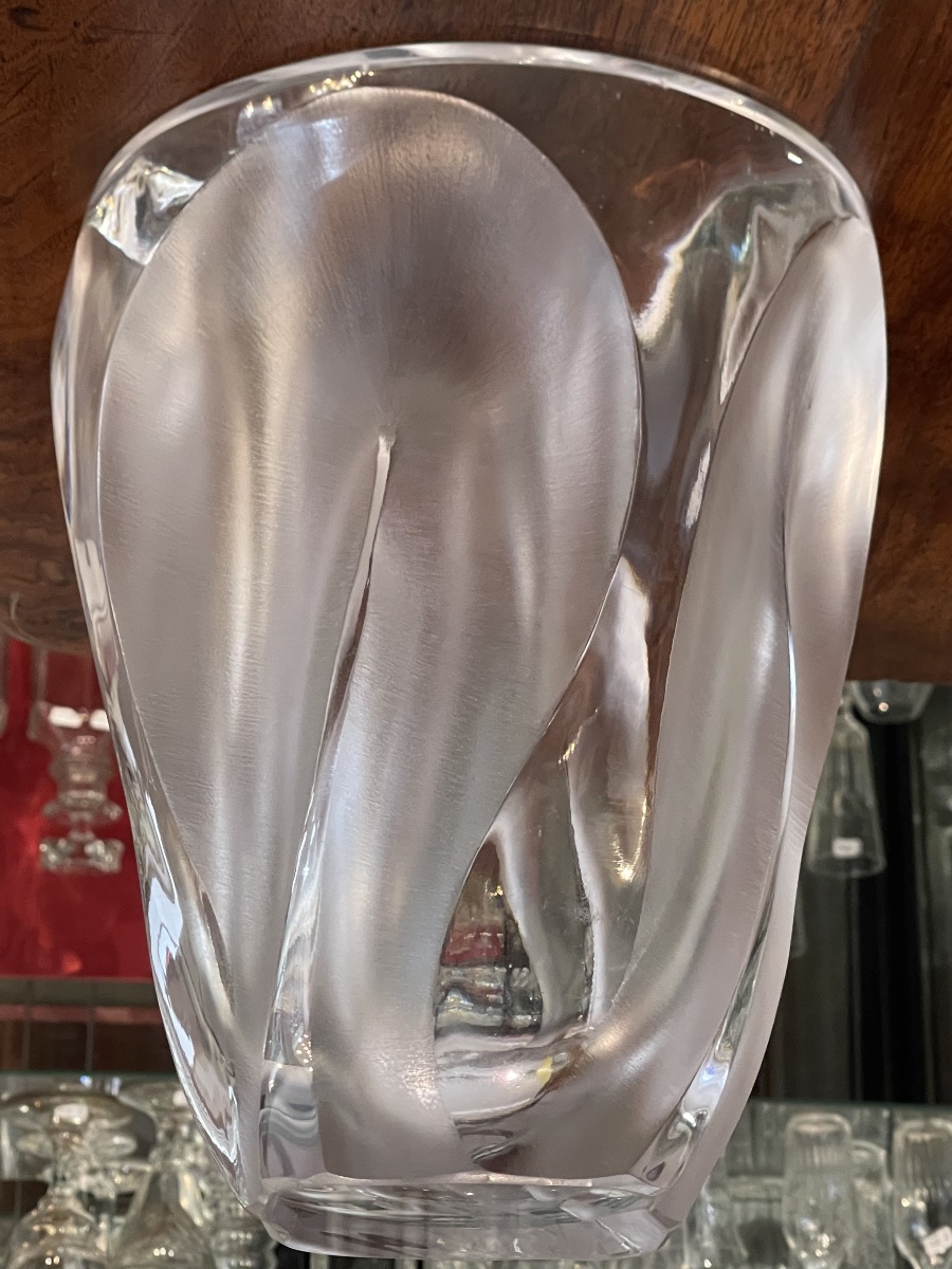Large Lalique France "ingrid" Crystal Vase -photo-5