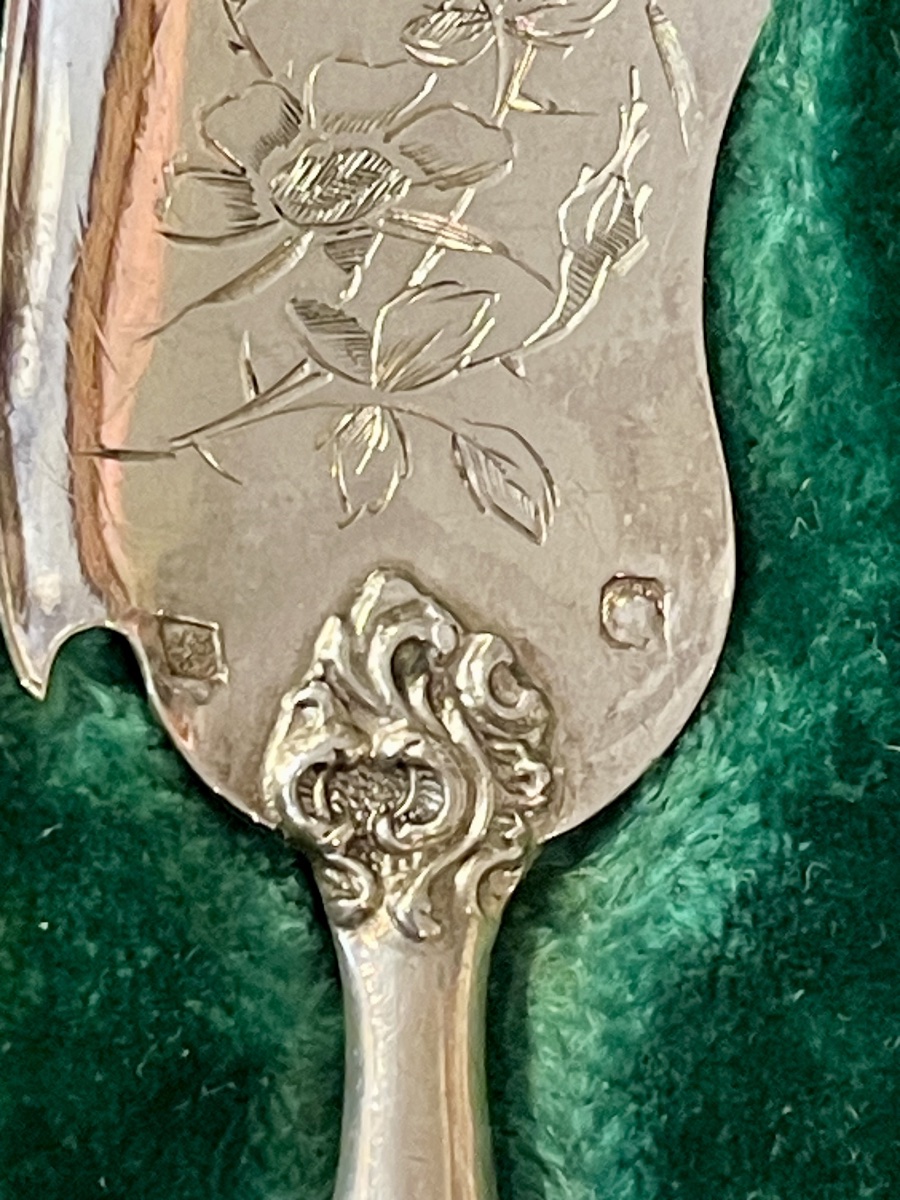 Service 4 pièces à hors d’œuvre en argent Minerve fourchette pelle-photo-3