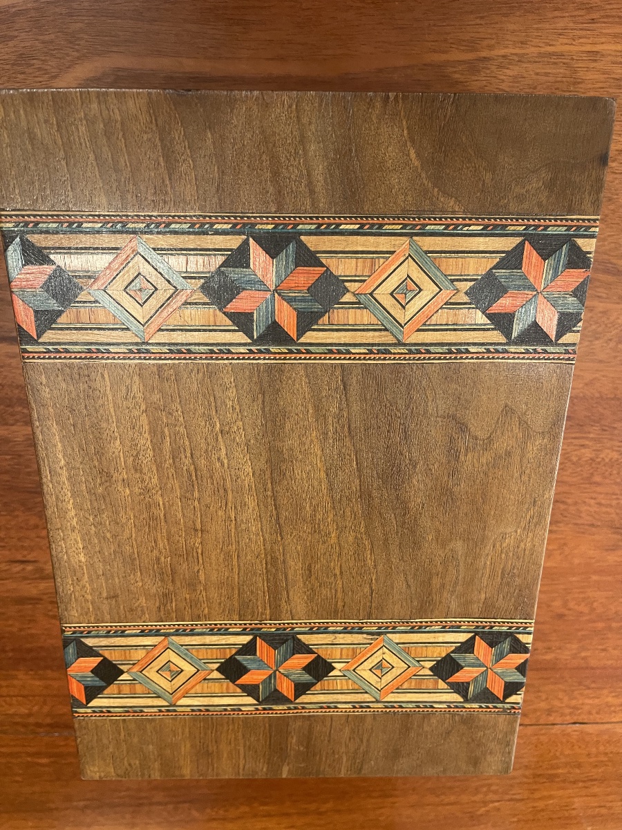 Coffret écritoire avec frise marqueterie de paille XIX-photo-5