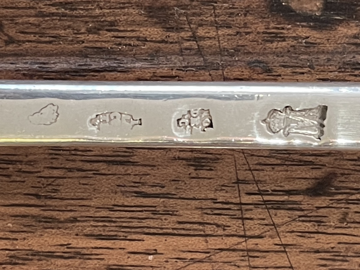 Rodez cuillère à ragoût avec blason argent XVIII orfèvre Lacoste . Toulouse .-photo-2