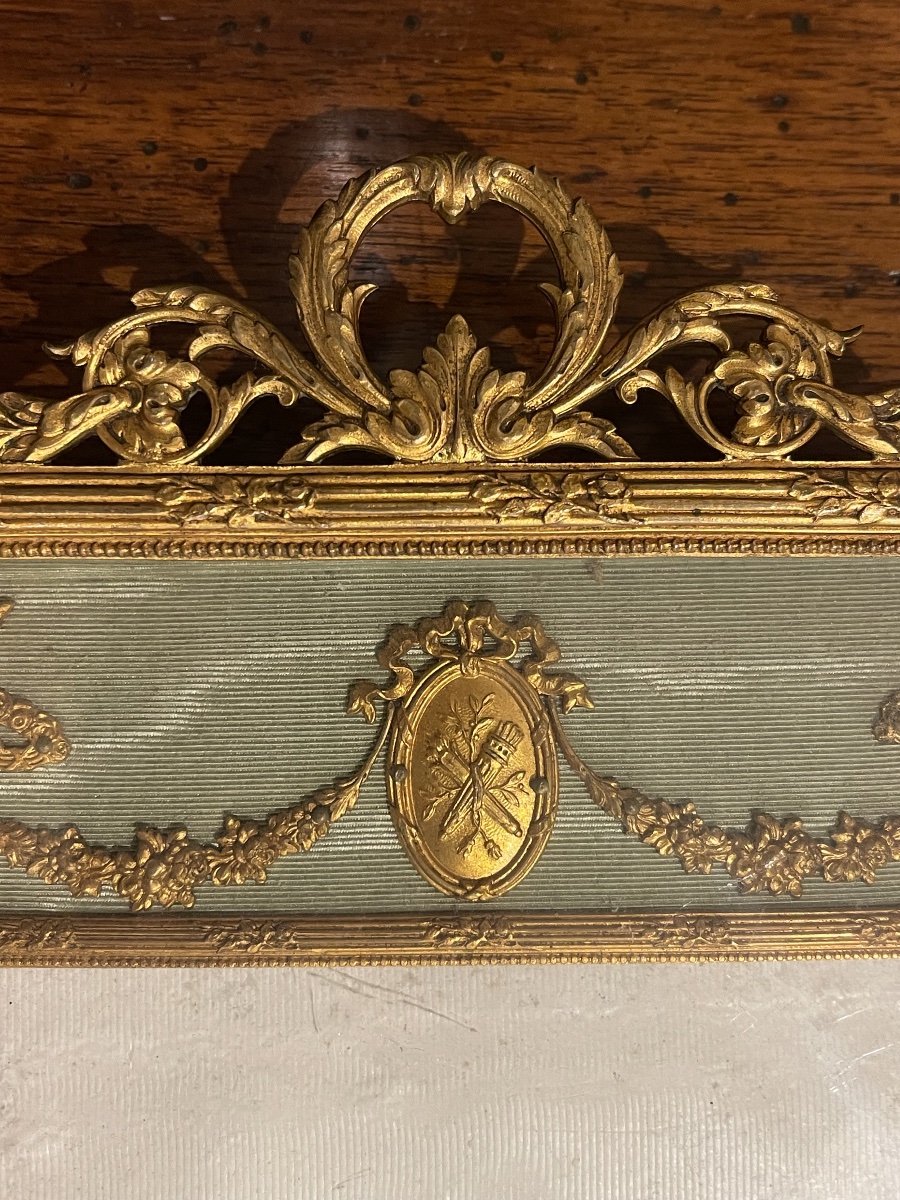 Paire de grands cadres à photo style Louis XVI 1900 bronze et laiton doré-photo-2
