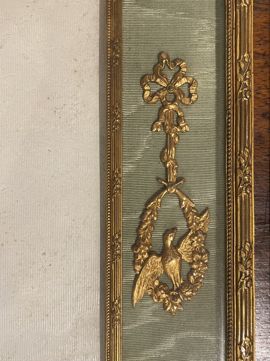 Paire de grands cadres à photo style Louis XVI 1900 bronze et laiton doré-photo-1