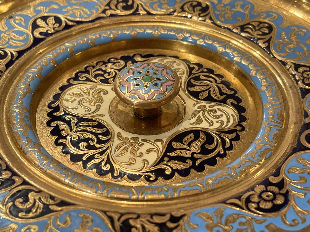 Napoleon III-style Goblet In Gilded Bronze With Cloisonné And Champlevé Enamel -photo-1