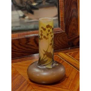Gallé vase miniature verre décor d’ombrelles  art nouveau