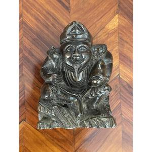 Small Bronze Of Ebisu, God Of Fishermen, Japan, Meji Period