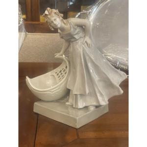 Statuette femme 1900 Bernard Bloch Bohème porcelaine 