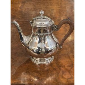 Théière en argent massif Minerve coquille godrond 