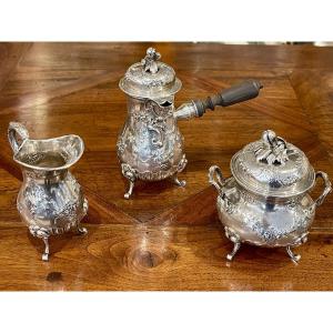 Silver Louis XV Coffee Service Rocaille égoïste Or Tête à Tête Sugar Bowl Creamer Coffee Pot