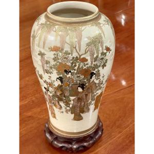 Vase Satsuma Japon atelier Kinkozan en céramique XIX