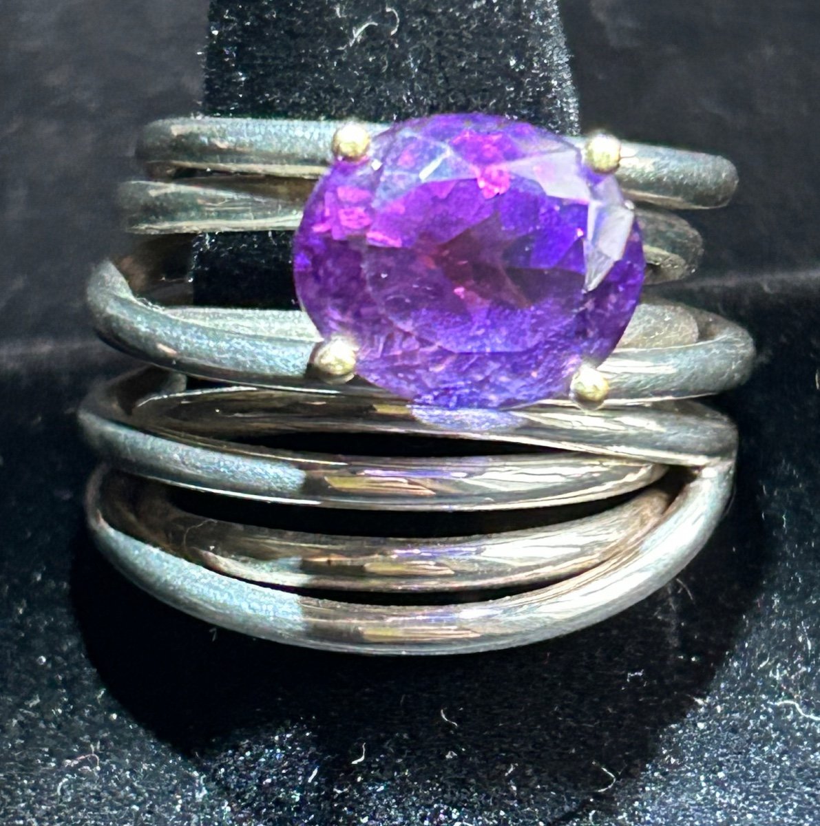 Bague Argent, Or, Améthyste-photo-2