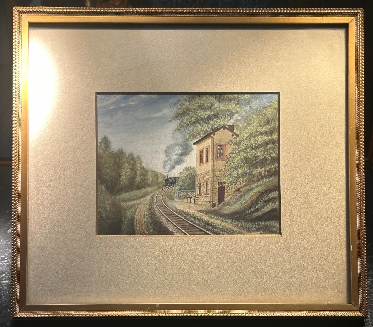 Luxembourg Landscape, Gouache On Paper-photo-2