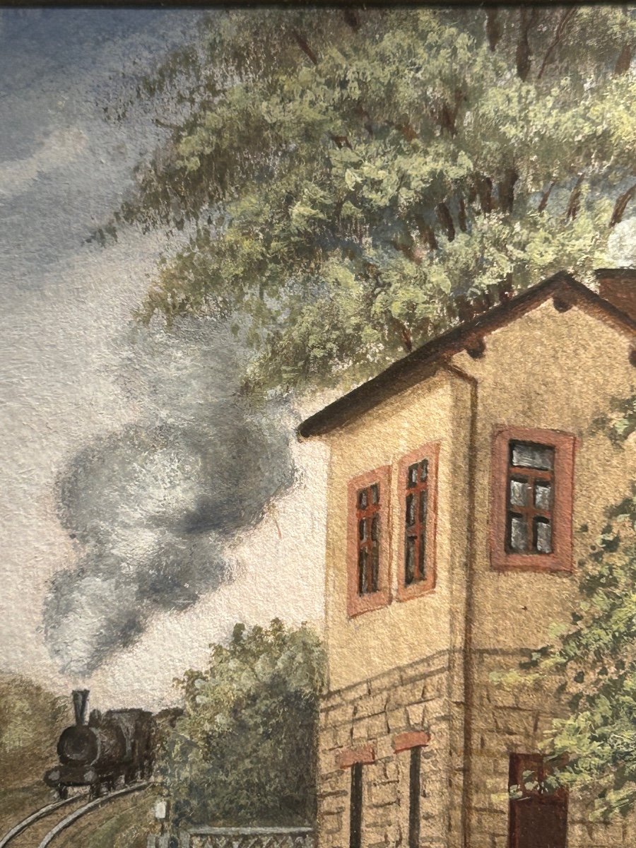 Luxembourg Landscape, Gouache On Paper-photo-1
