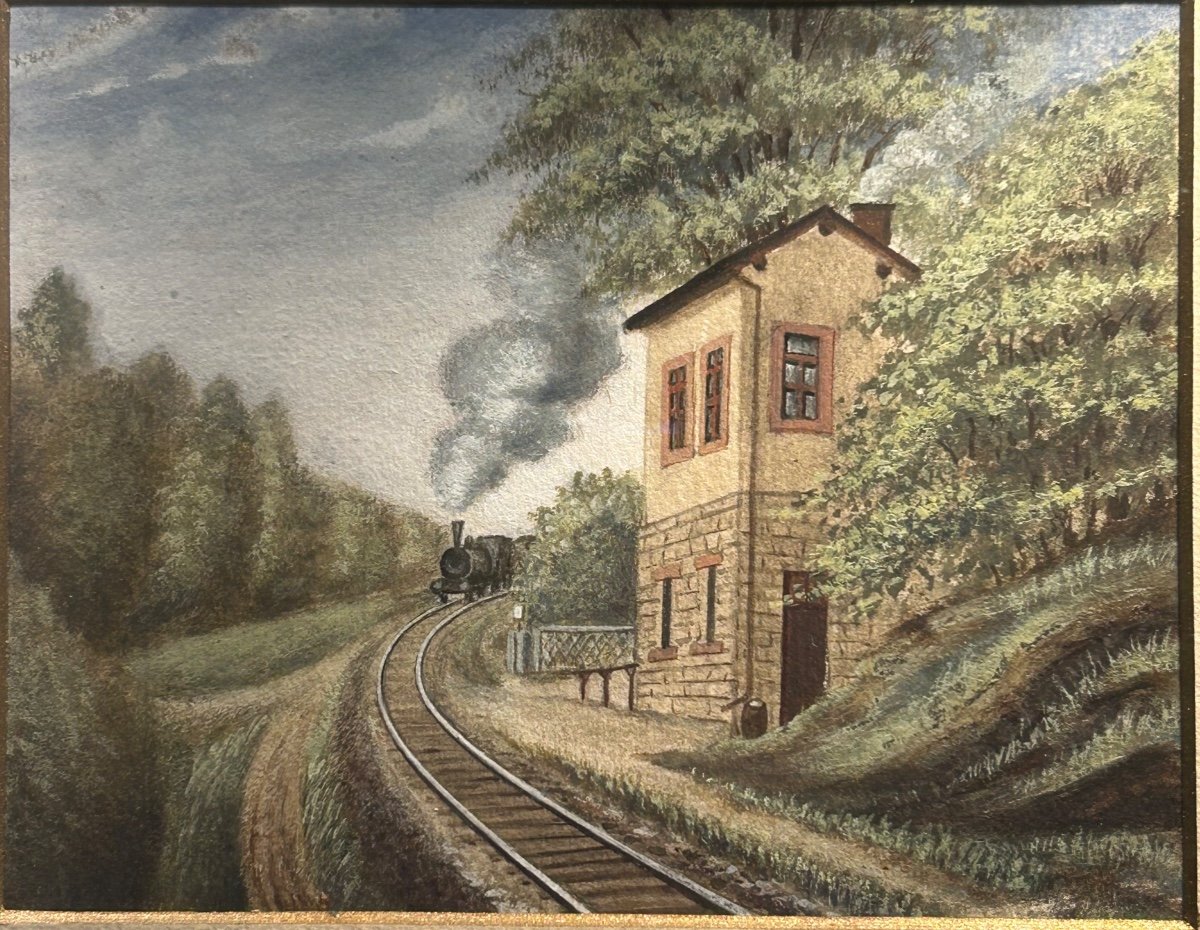 Luxembourg Landscape, Gouache On Paper