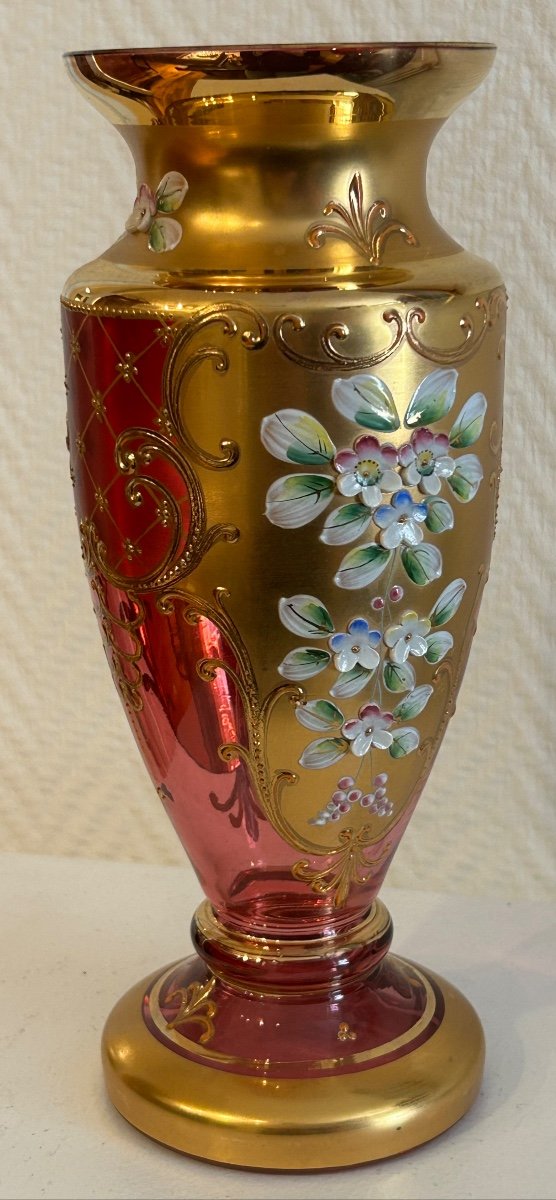 Vase de Bohême en verre rouge années 50-photo-2
