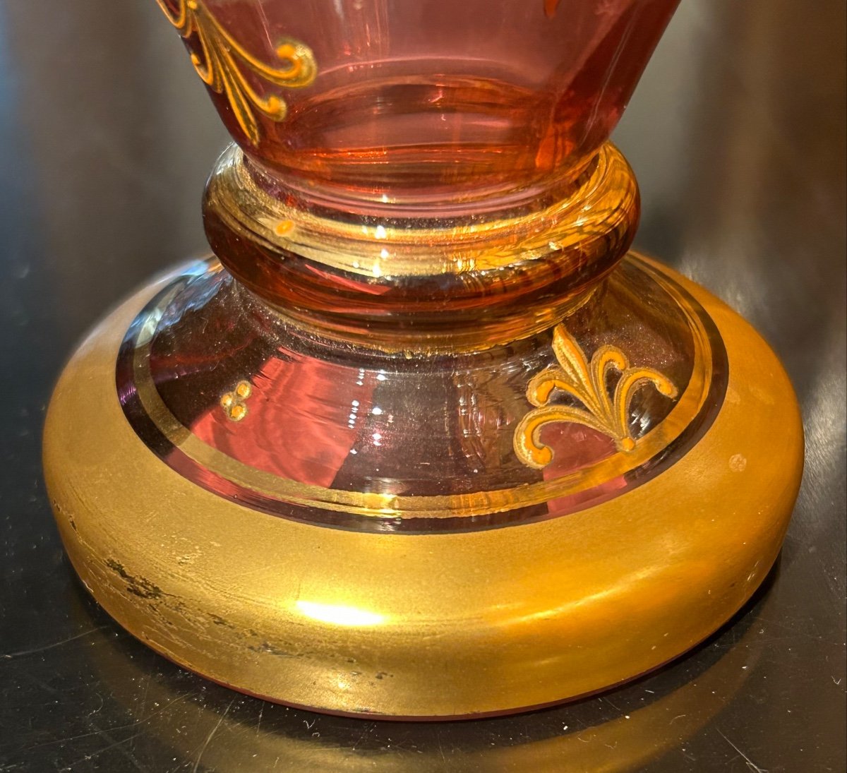 Vase de Bohême en verre rouge années 50-photo-3