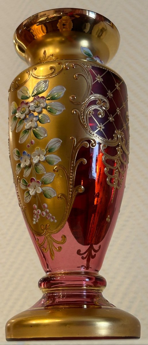 Vase de Bohême en verre rouge années 50-photo-6