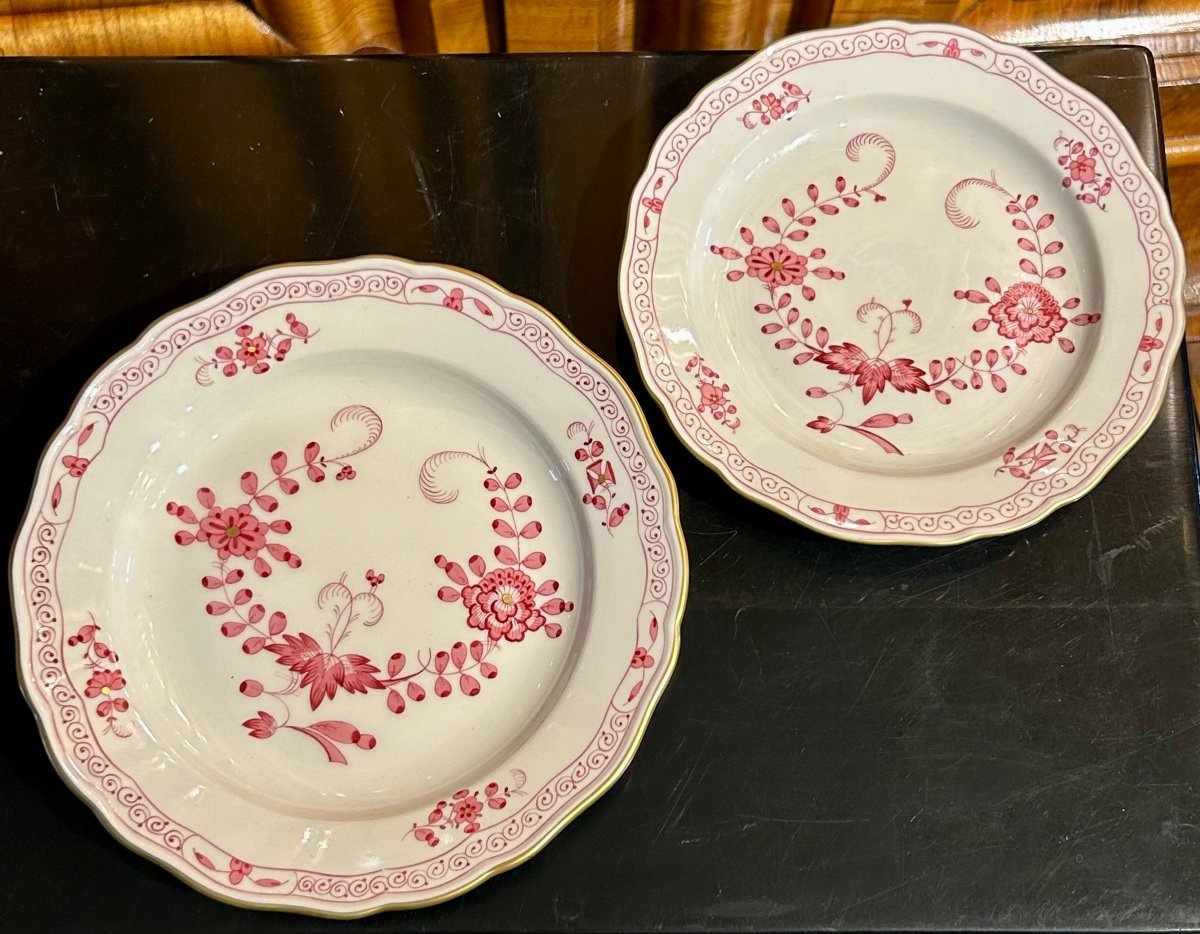 Meissen, 2 assiettes en porcelaine de Saxe -photo-2