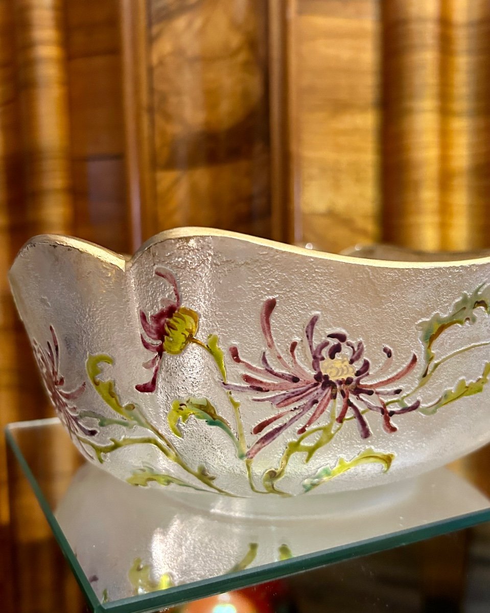 Daum, Coupe In Glass Paste With Enameled Floral Decoration-photo-1