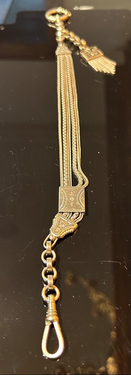 Chaîne argentée pour montre de poche-photo-1