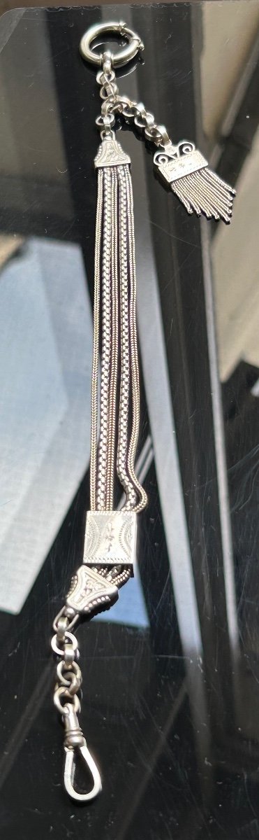 Chaîne argentée pour montre de poche-photo-3