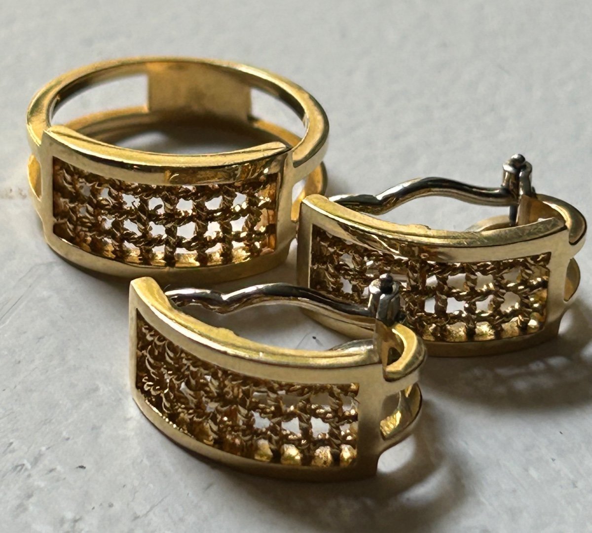 Gold Ring And Earrings