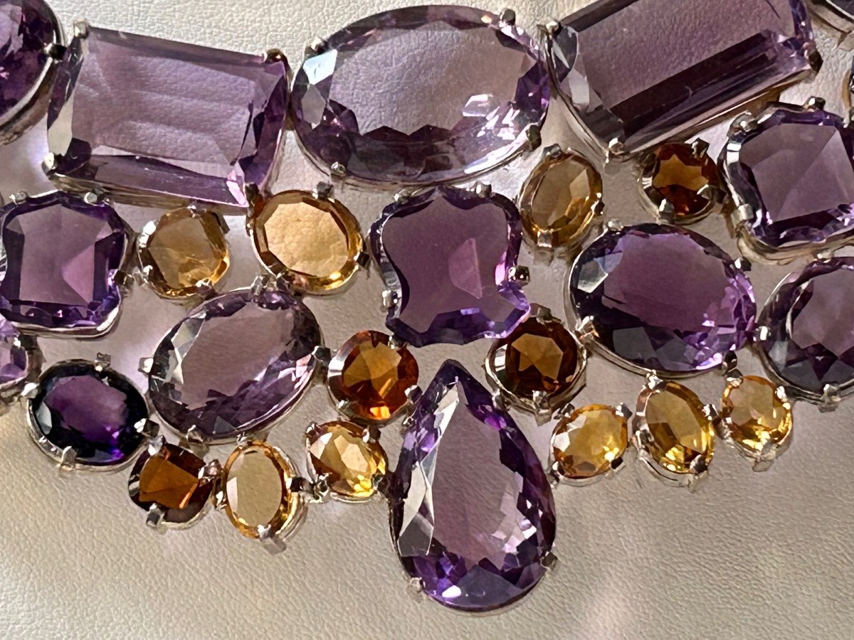 Silver, Amethyst And Citrine Necklace-photo-2