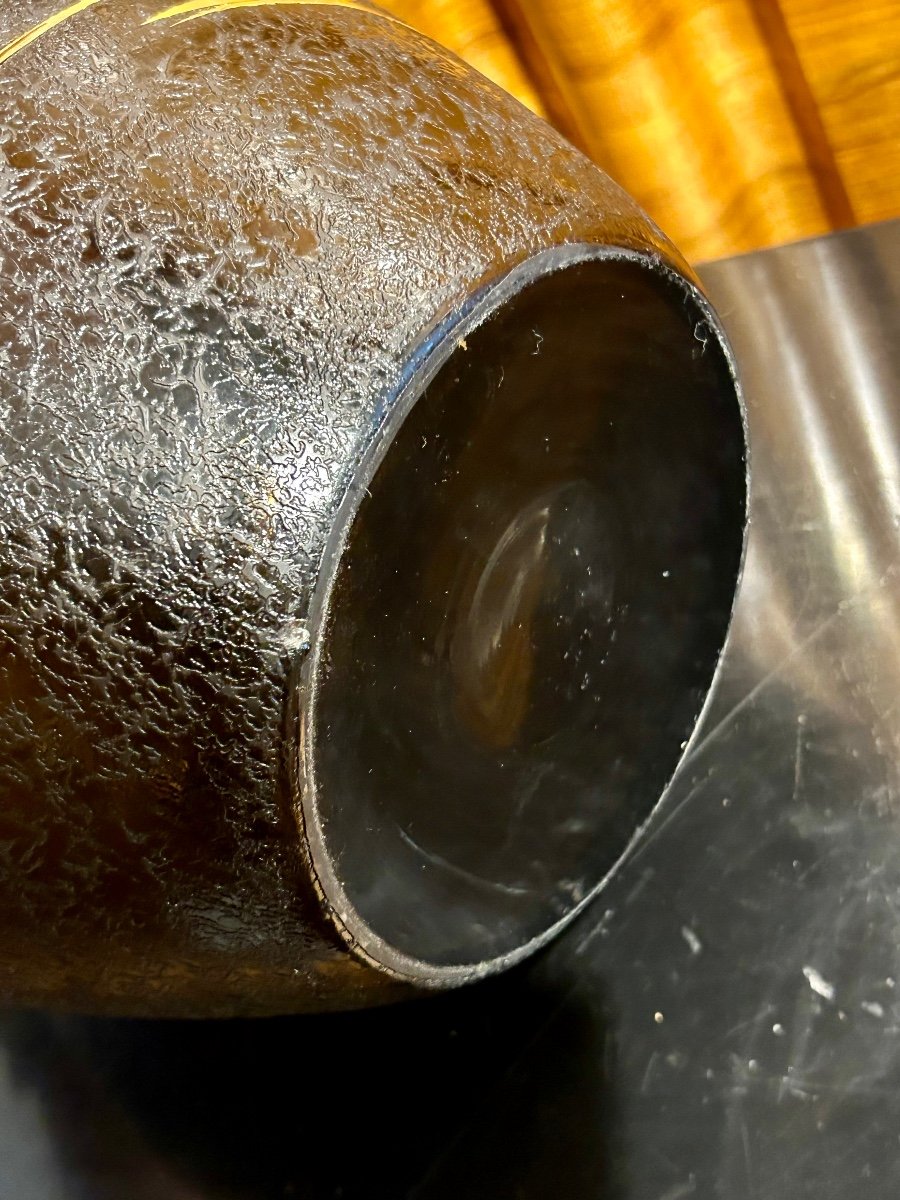 Grand vase vintage en verre gravé-photo-1